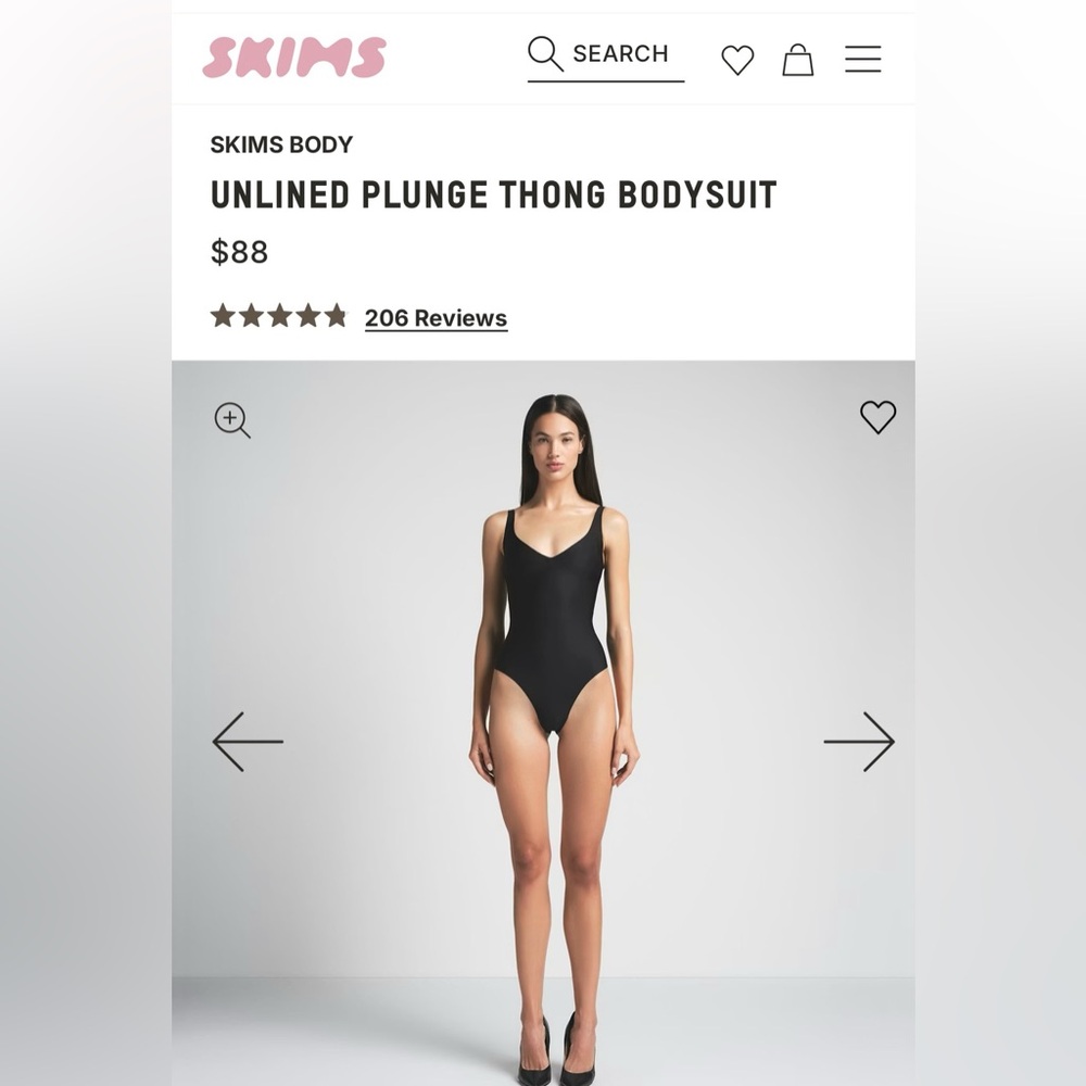 SKIMS- Unlined Plunge Thong Bodysuit
